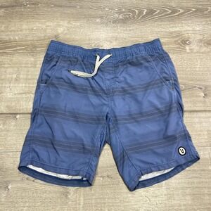 Swim Trunks Shorts Mens 36 Blue Striped Lined Drawstring Elastic Waist Quick Dry